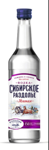 Сибирское раздолье мягкая водка 0.5л. 38% Иткульский спиртзавод АО (РОССИЯ)