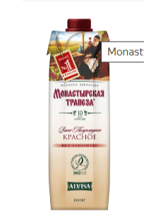 Монастырская Трапеза кр. п/сл. вино 1л. 10-12% т/п Алвиса ООО (РОССИЯ)